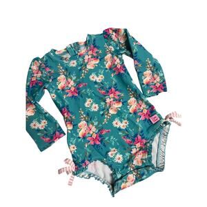 Ruffle Butts Long sleeve swim suit Toddler 18-24 months Rash guard ribbon detail